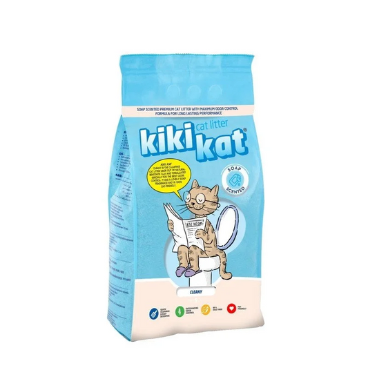 Kiki Kat White Bentonite Clumping Cat Litter – Cleany Scented (Soap) – 5L (4.35 Kg)