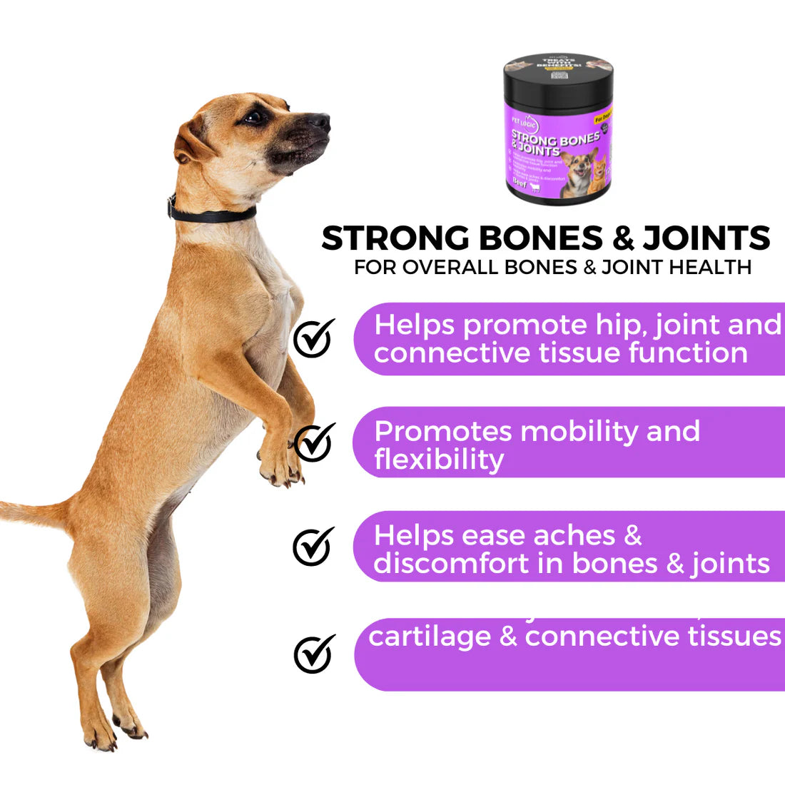 Pet Logic Strong Bones & Joints 240g Dog & Cat Treats Supplement Vitamins for Jolly Joints Support