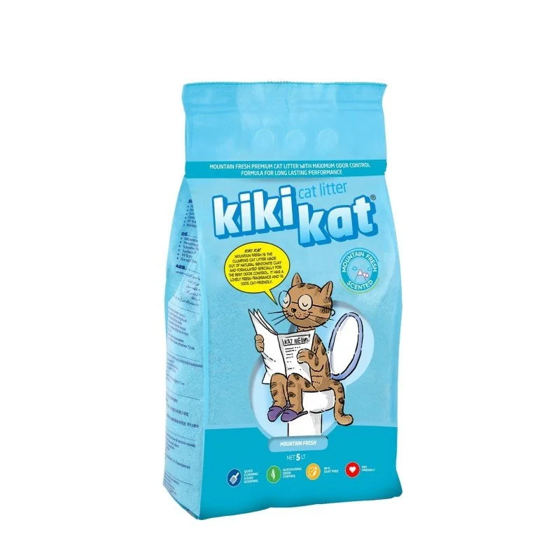 Kiki Kat White Bentonite Clumping Cat Litter – Mountain Fresh – 5L (4.35 Kg)