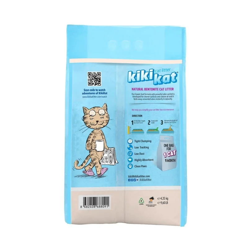 Kiki Kat White Bentonite Clumping Cat Litter – Cleany Scented (Soap) – 5L (4.35 Kg)