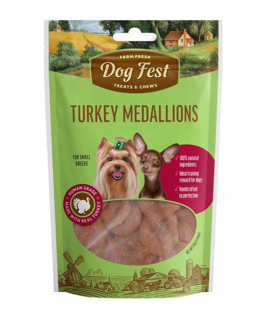 Dog Fest Turkey Medallions For Small Breeds[Weight - 55g]