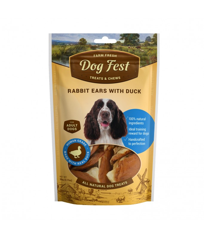 Dog Fest Rabbit Ears With Duck For Adult Dogs - 90g (3.17oz)[Weight - 90g]