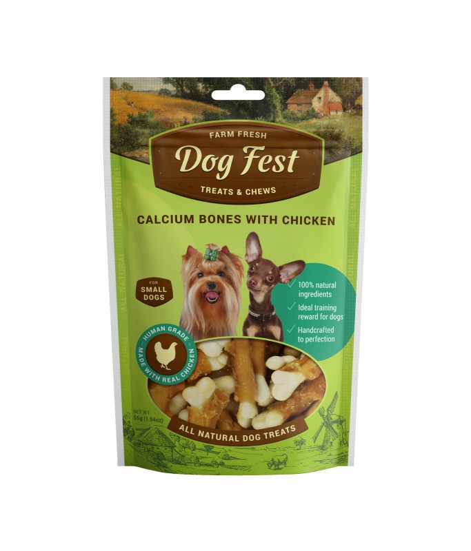 Dog Fest Calcium Bones With Chicken For Mini-Dogs - 55g (1.94oz)[Weight - 55g]