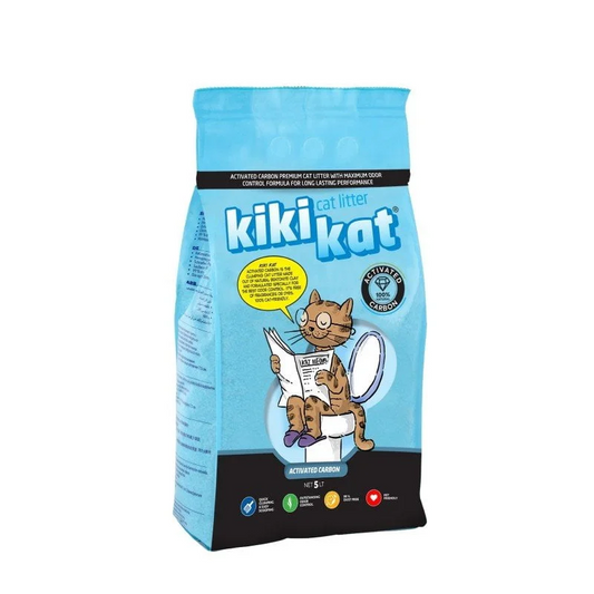 Kiki Kat White Bentonite Clumping Cat Litter – Activated Carbon – 5L (4.35 Kg)