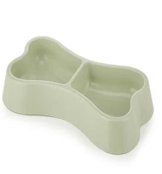 Bone Shape Plastic Double Bowl 24.5*13*3.5Cm-Green