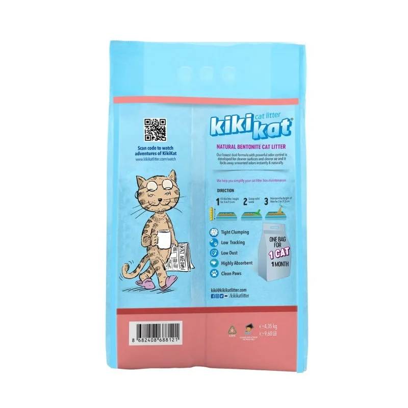 Kiki Kat White Bentonite Clumping Cat Litter -Baby Powder -5 L (4.35 Kg)