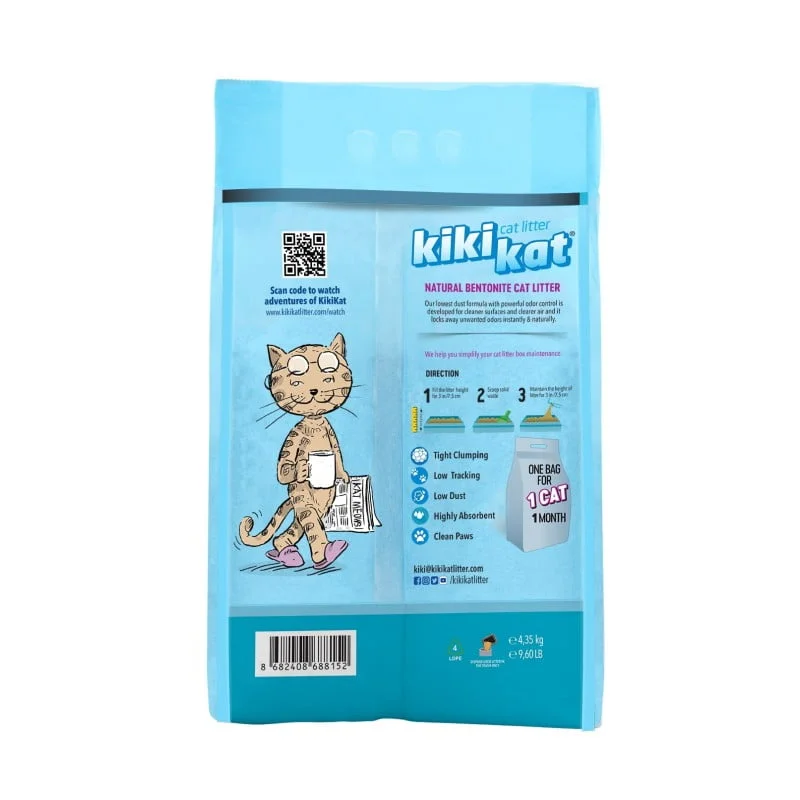 Kiki Kat White Bentonite Clumping Cat Litter – Mountain Fresh – 5L (4.35 Kg)