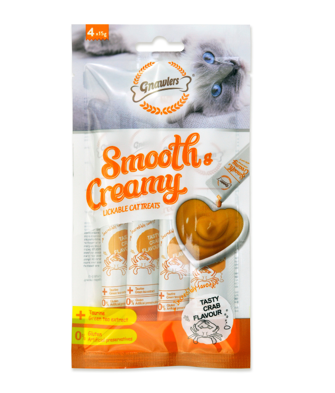 Gnawlers Smooth & Creamy Lickable Cat Treats (4pcsx15g) - Crab F