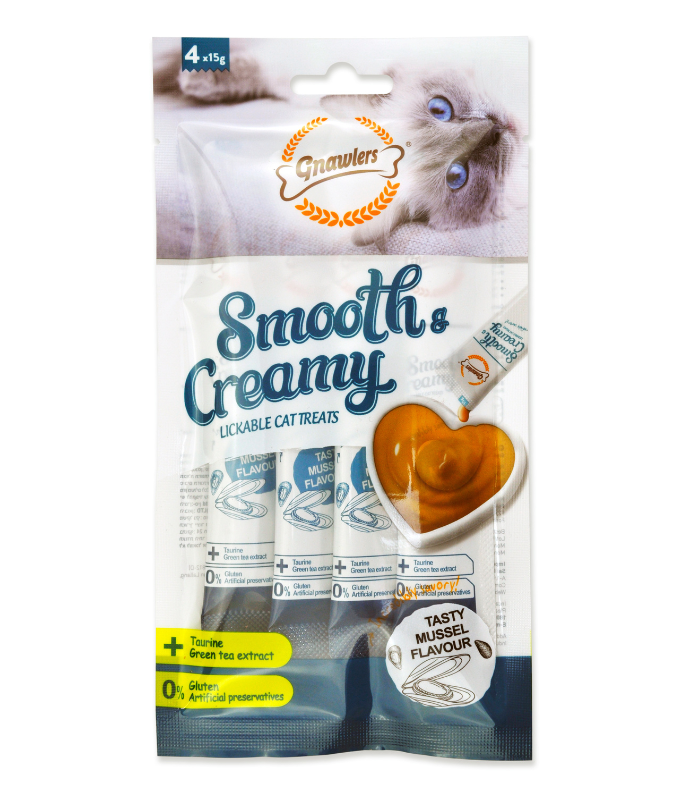 Gnawlers Smooth & Creamy Lickable Cat Treats (4pcsx15g) - Mussel Flavour