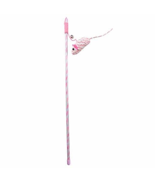 Duvo+ Playing Rod Catchy Paper Mouse Pink - 47X15X4cm