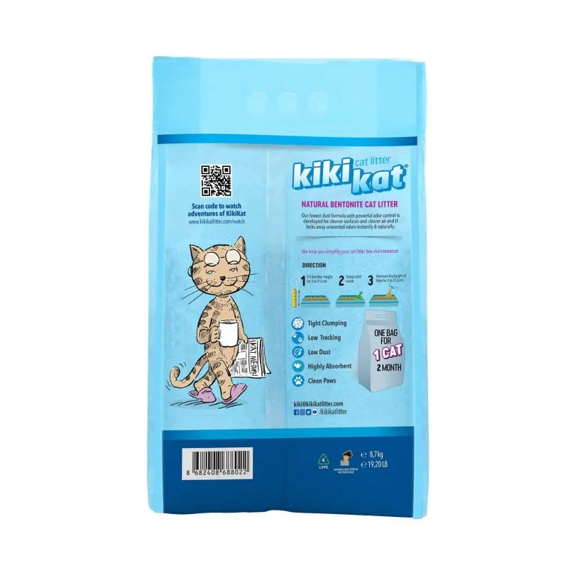 Kiki Kat White Bentonite Clumping Cat Litter – Natural (Unscented) -10 L (8.7 Kg )