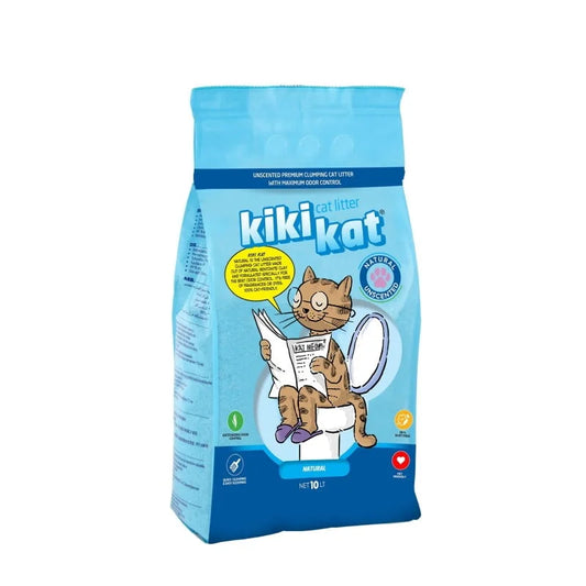 Kiki Kat White Bentonite Clumping Cat Litter – Natural (Unscented) -10 L (8.7 Kg )